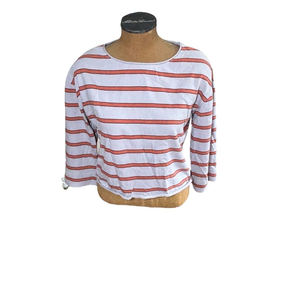 Madewell Striped Women's 3/4 Sleeve Crop Top Size M